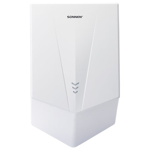 Сушилка для рук ВЫСОКОСКОРОСТНАЯ SONNEN K2022B, 1300 Вт, 150 м/с, IPX1, 72 дБ, белая, пластиковый корпус