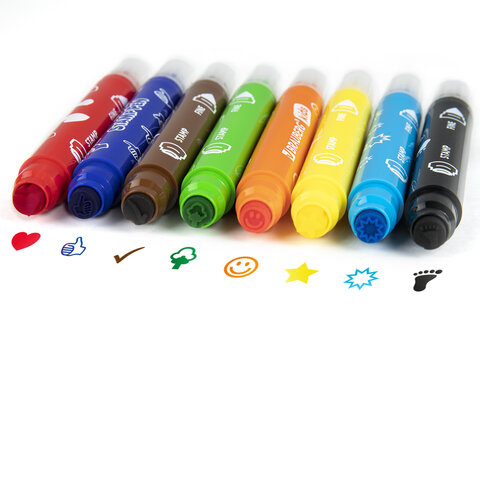 Фломастеры-штампы двусторонние «FUNNY STAMPS»8 цветовBRAUBERG KIDSкартонная коробка с европодвесом152179