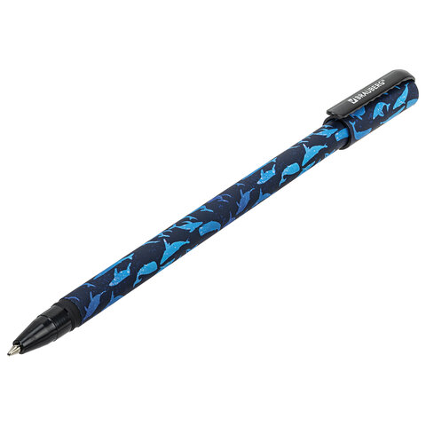Ручка шариковая BRAUBERG SOFT TOUCH STICK «WHALE», СИНЯЯ, мягкое покрытие, узел 0.7 мм