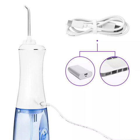 Ирригатор для полости рта KITFORT КТ-2915, портативный, емкость резервуара 0.35 л, 2 насадки, белый