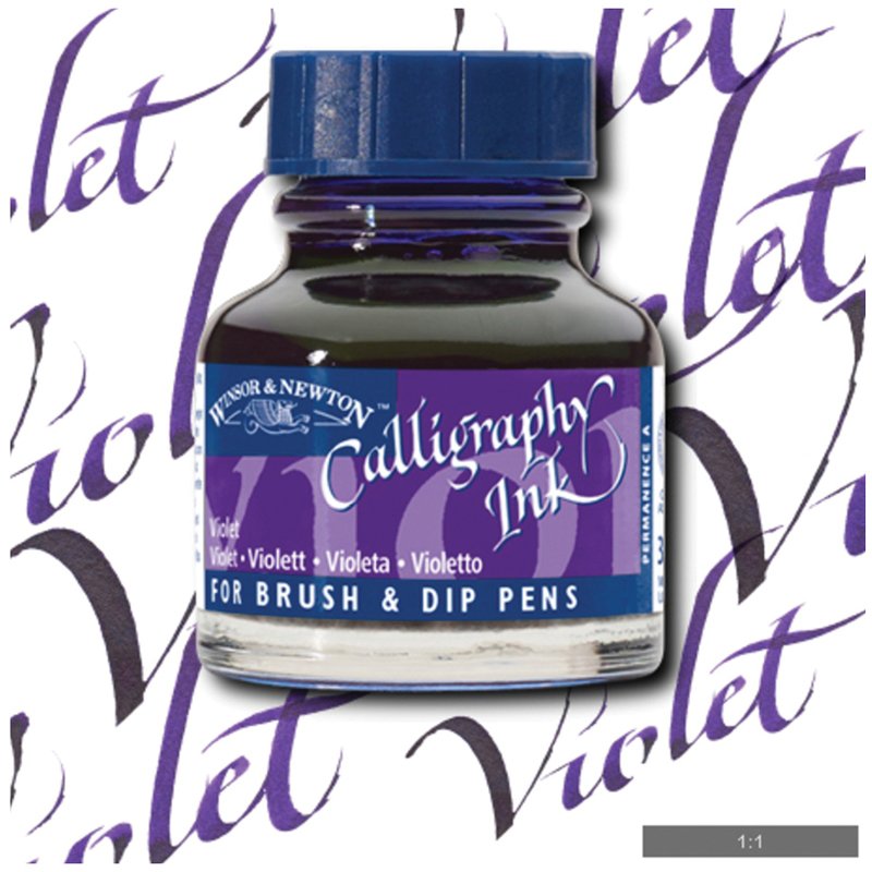 Тушь Winsor&Newton для каллиграфии (синяя крышка), 30мл, фиолетовая