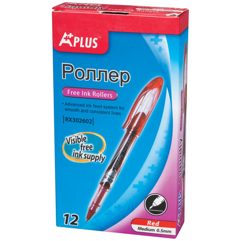 Ручка-роллер BEIFA (Бэйфа) «A Plus», КРАСНАЯ, корпус с печатью, узел 0.5 мм, линия письма 0.33 мм