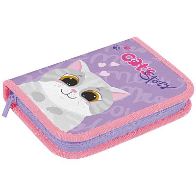 Пенал 1 отделение, 200×140×40 Berlingo «Cute cat», 2 откидные секции, полиэстер
