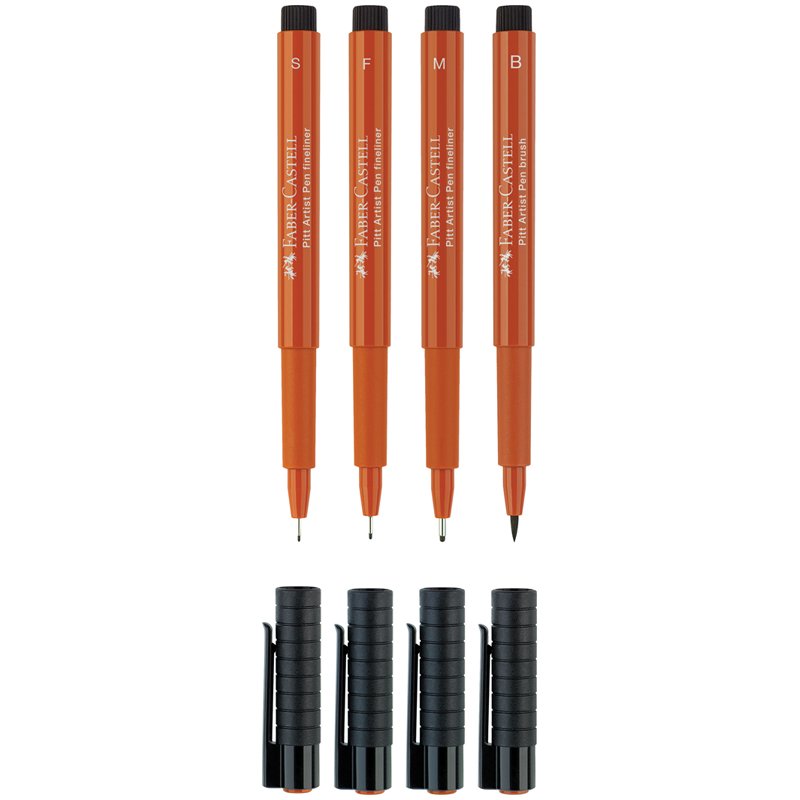 Набор капиллярных ручек Faber-Castell «Pitt Artist Pen» сангина, 4шт., 0.3/0.5/0.7мм/Brush, пласт. уп., европодвес