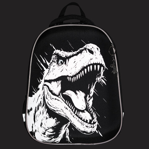 Ранец BRAUBERG SHINY, 2 отделения, с брелком, Scary dino, СВЕТЯЩИЙСЯ РИСУНОК, 38×28х14 см