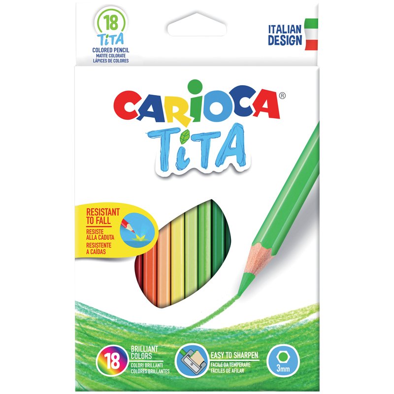 превью Карандаши цветные пластиковые Carioca «Tita», 18цв., заточен., картон, европодвес