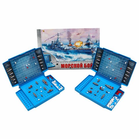 Игра настольная «Морской бой», игровое поле 2 шт., фишки, фигурки кораблей, РЫЖИЙ КОТ
