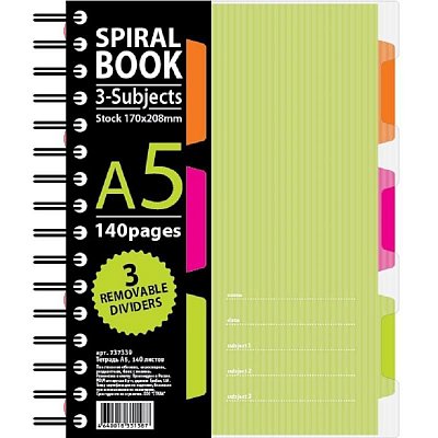 Бизнес-тетрадь Attache Selection Spiral Book A5 140 листов салатовая в клетку на спирали (170×206 мм)