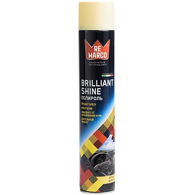 Полироль -очиститель пластика BRILLIANT SHINE 750мл(аэр. ), ВАНИЛЬ RE MARCO
