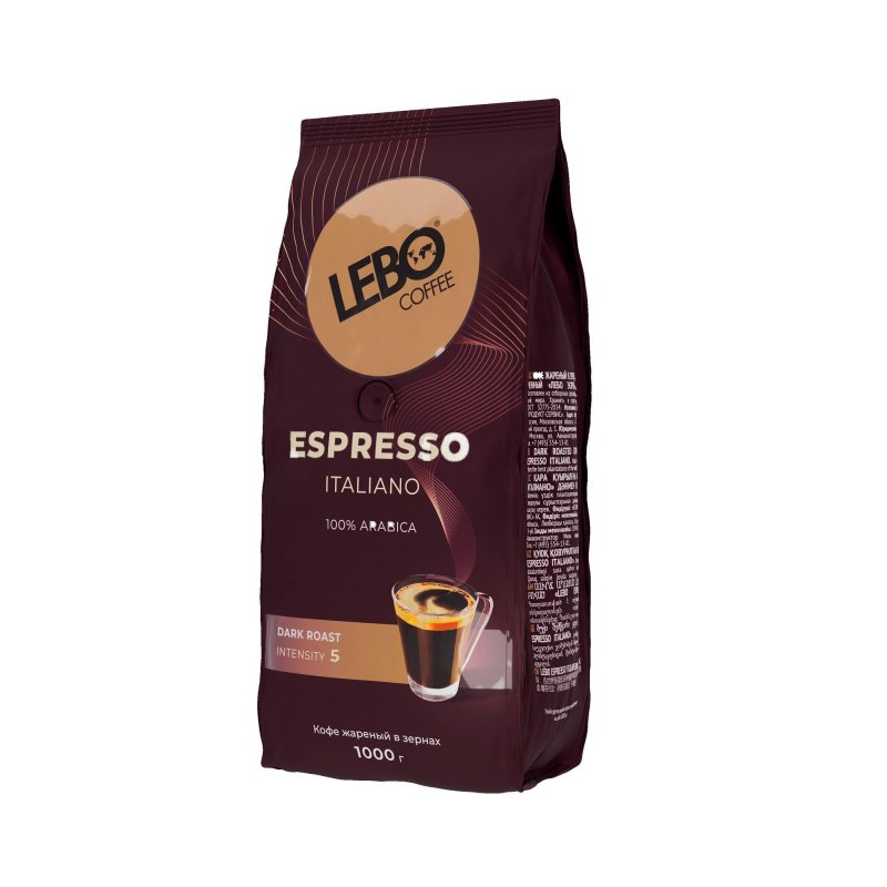 Кофе Lebo Espresso Italiano в зернах темн. обжар., 1кг