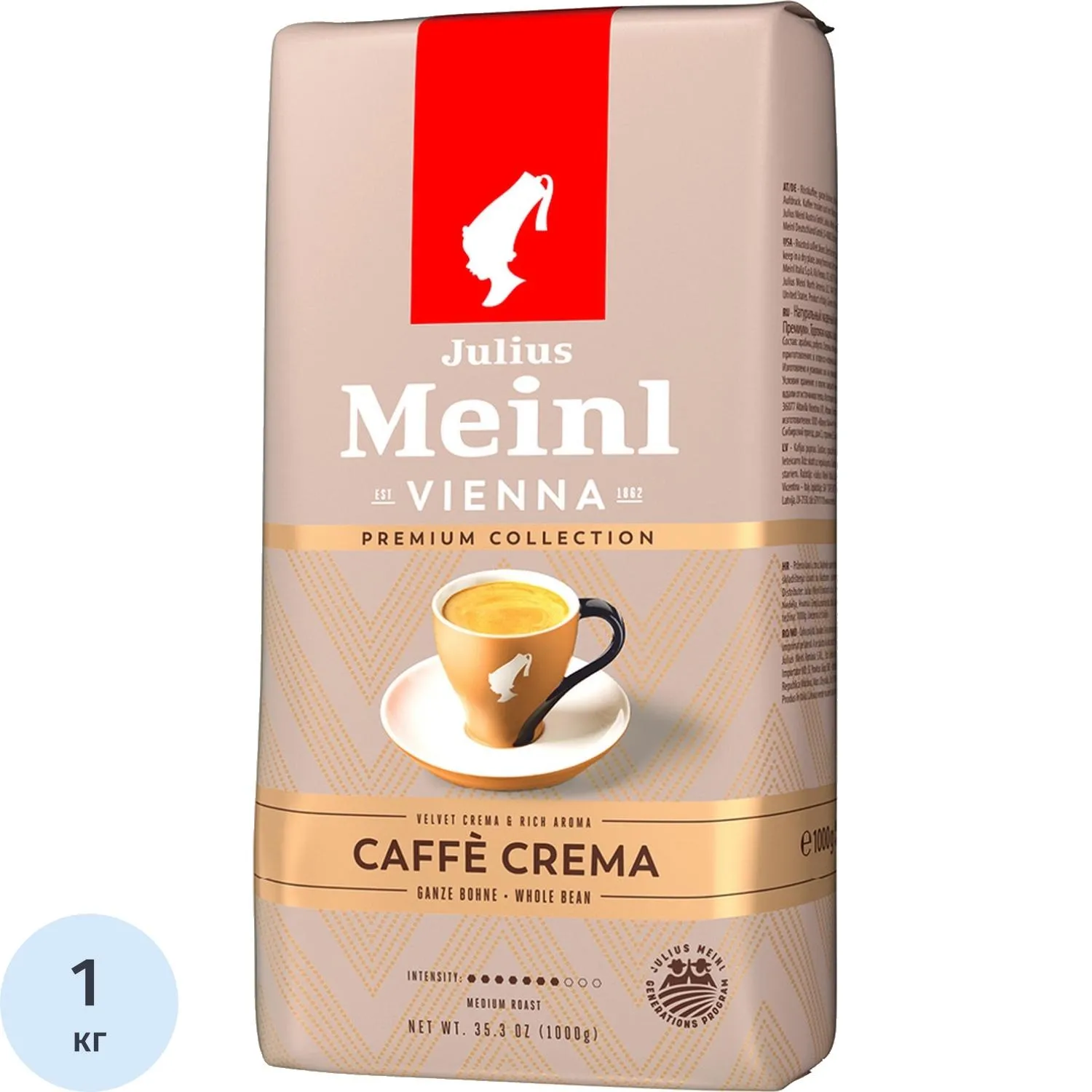 Кофе в зёрнах Julius Meinl Premium Collection Caffe Crema 1 кг (пакет)