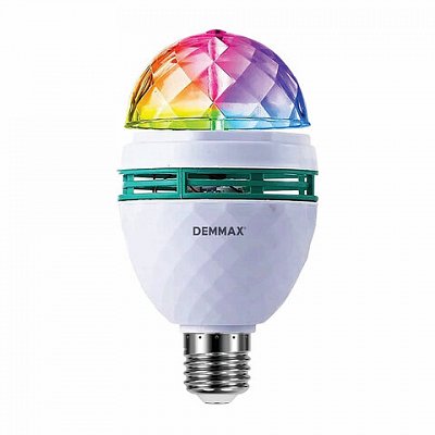 Светодиодная проекционная DISCO лампа ERGOLUX LED-A75DIS-3W-E27, вращение на 360 градусов, RGB