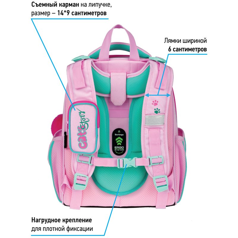 Ранец Berlingo Expert «Princess cat» 37×28×16см, 2 отделения, 2 кармана, анатомическая спинка