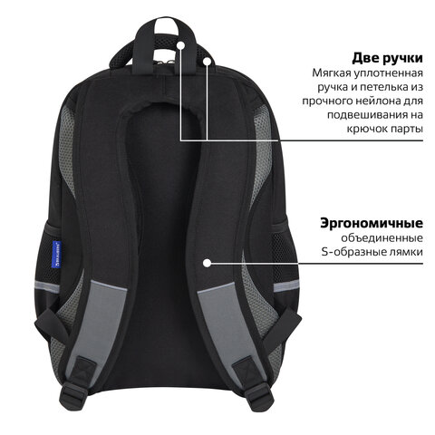 Рюкзак BRAUBERG STAR, 1 отделение, 5 карманов, «Claws», черный, 40×29x13 см