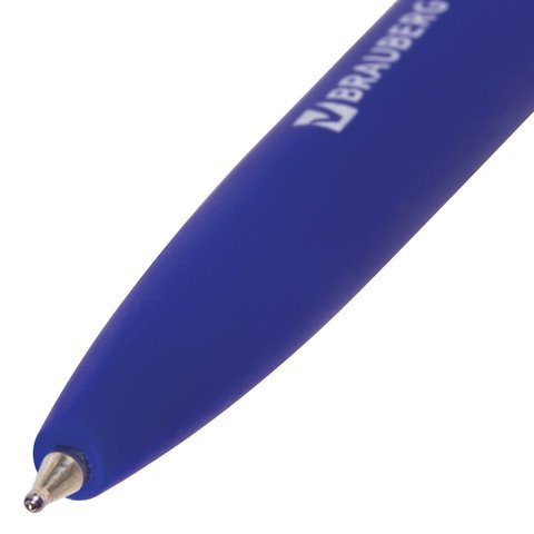 Ручка шариковая масляная автоматическая BRAUBERG «Sky Blue», СИНЯЯ, soft-touch, узел 0.7 мм, линия письма 0.35 мм
