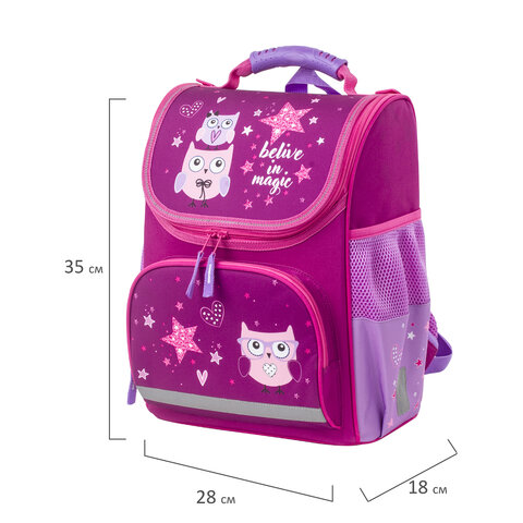 Ранец ПИФАГОР BASICс эргономичной спинкойSmart owls35×28х18 см229933