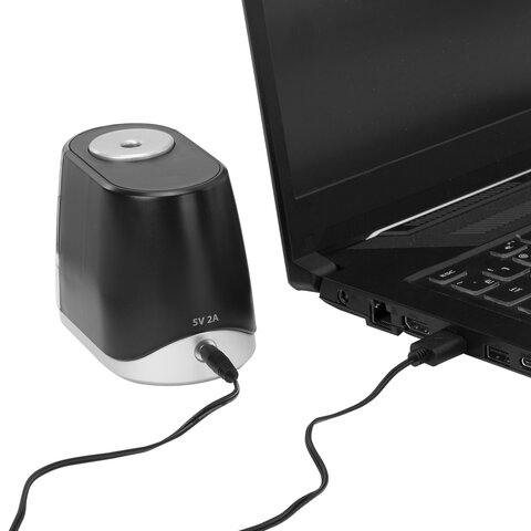 Точилка электрическая BRAUBERG ONE фреза с автостопом, 4 батарейки AA/USB (под адаптер)
