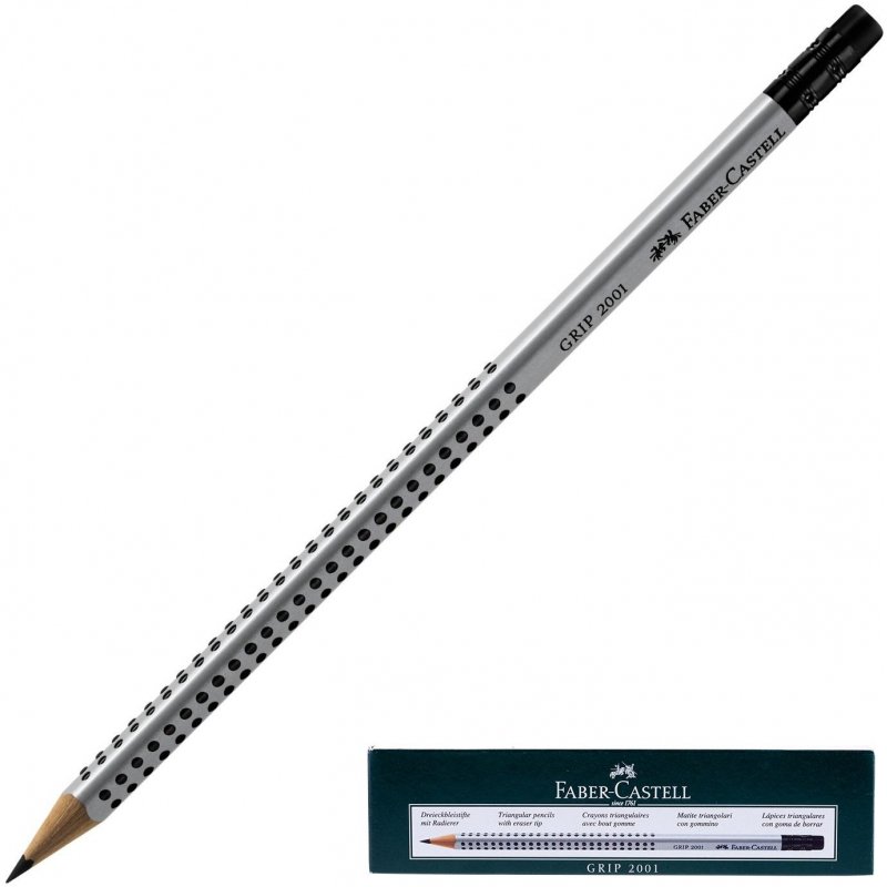 Карандаш Faber-Castell Grip, НВ, с ластиком, заточенный