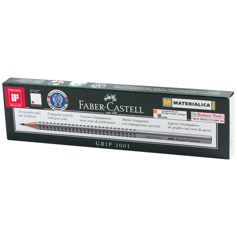 Карандаш чернографитный FABER-CASTELL, 1 шт., «Grip 2001», Н, трехгранный, без резинки