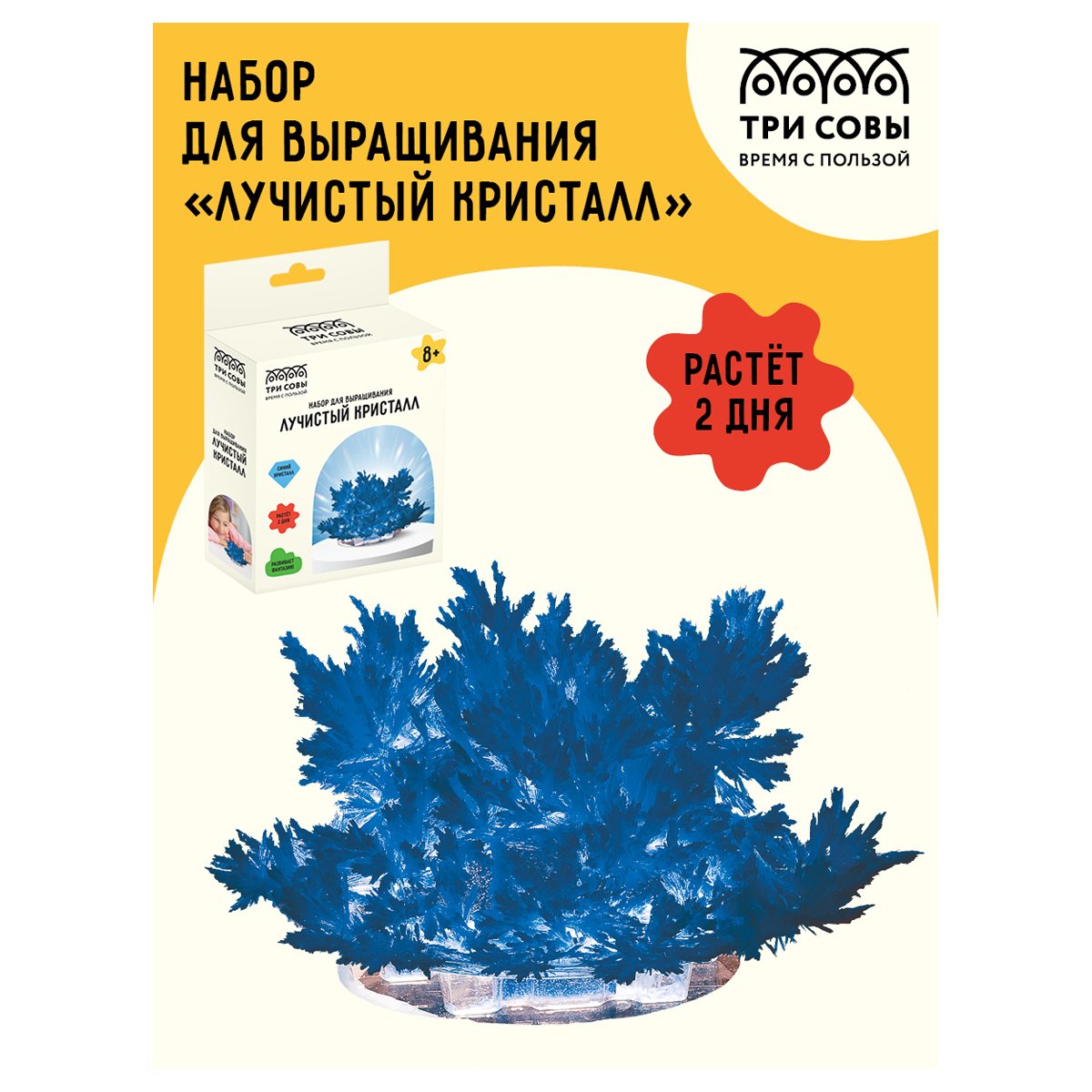 Набор для выращивания кристаллов ТРИ СОВЫ «Лучистый», синий