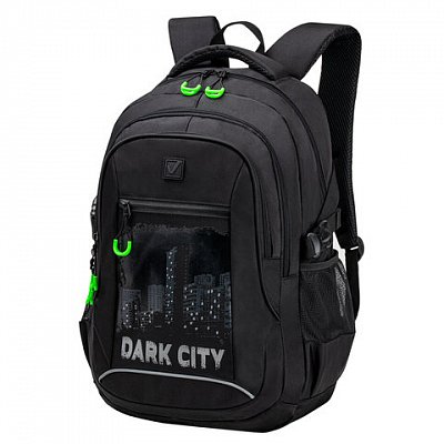Рюкзак BRAUBERG CONTENT универсальный, 2 отделения, светоотражающий принт, «Dark city», 47×33х18 см