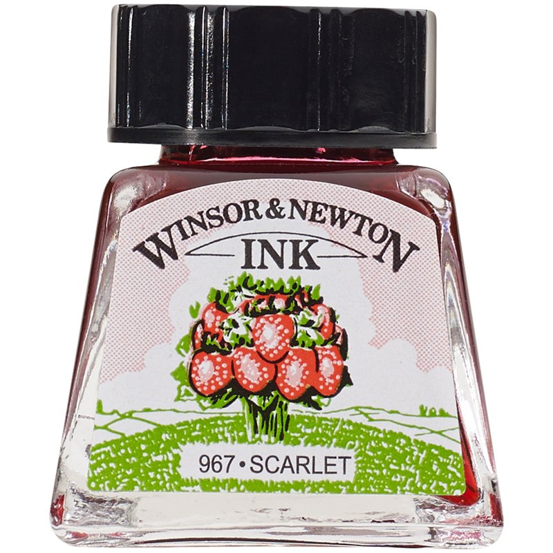 превью Тушь Winsor&Newton для рисования, алый, флакон c пипеткой 14мл