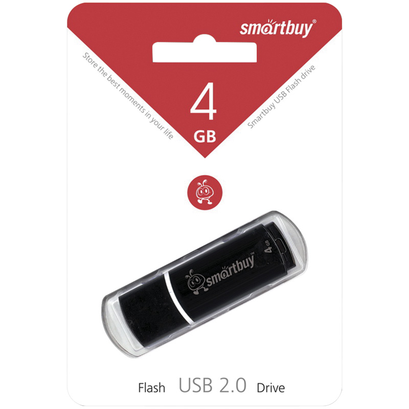 Флэш-диск 4 GB, SMARTBUY Crown, USB 2.0, черный