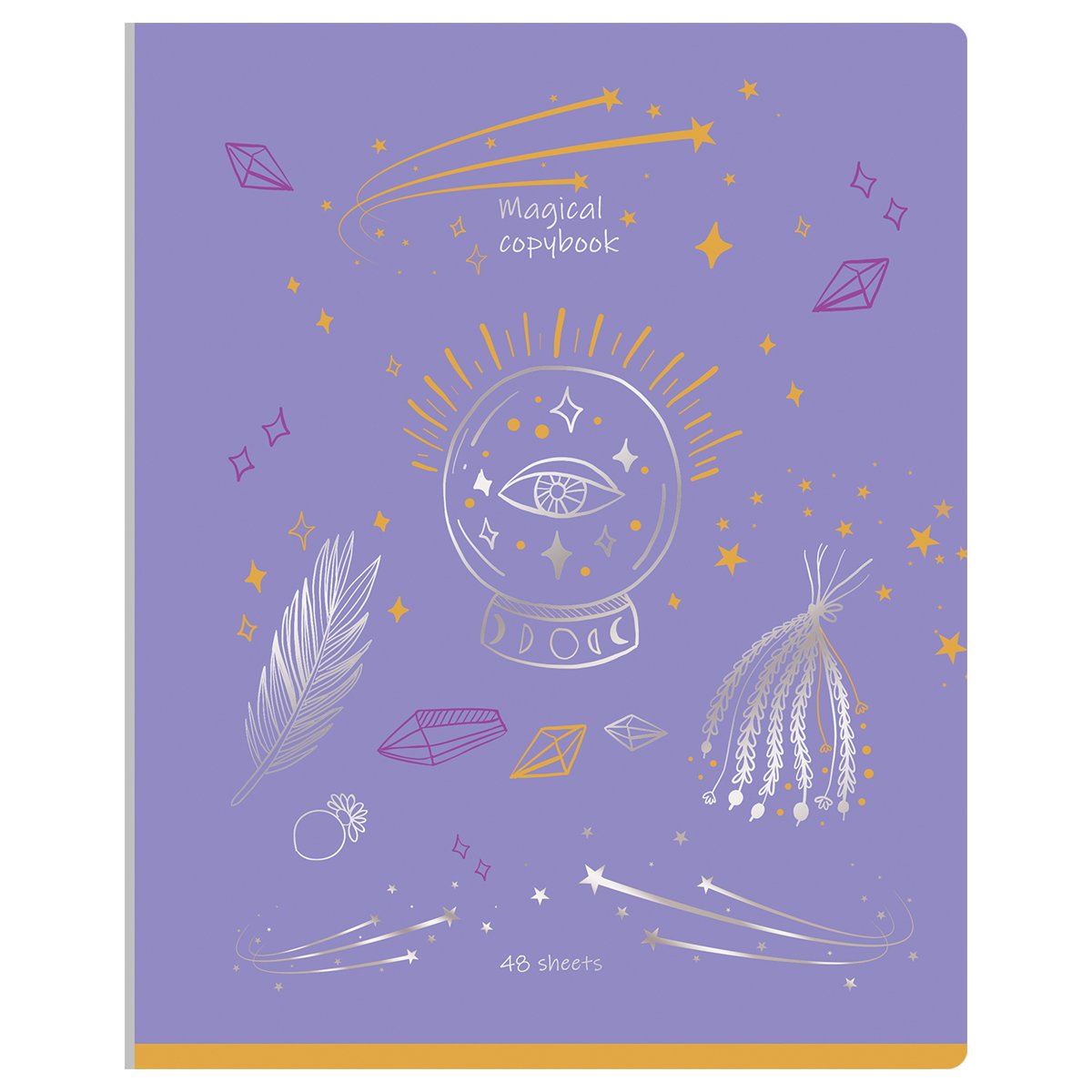Тетрадь 48л., А5, клетка BG «Magical shine», матовая ламинация, тиснение фольгой