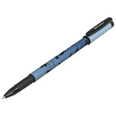 Ручка шариковая BRAUBERG SOFT TOUCH GRIP «NIGHT CITY», СИНЯЯ, мягкое покрытие, узел 0.7 мм