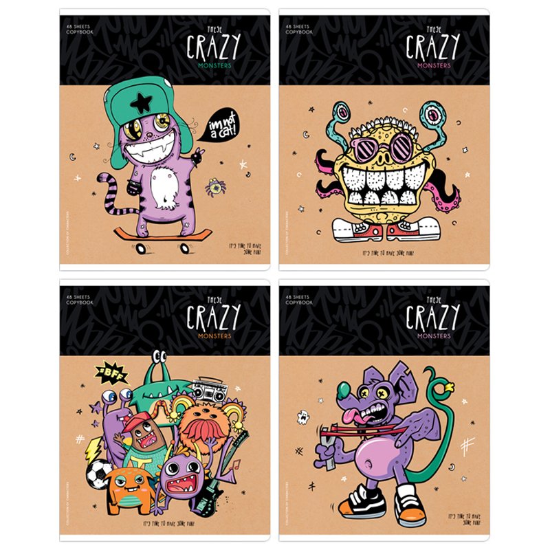 превью Тетрадь 48л., А5, клетка ArtSpace «Рисунки. Crazy monsters», ТВИН-лак