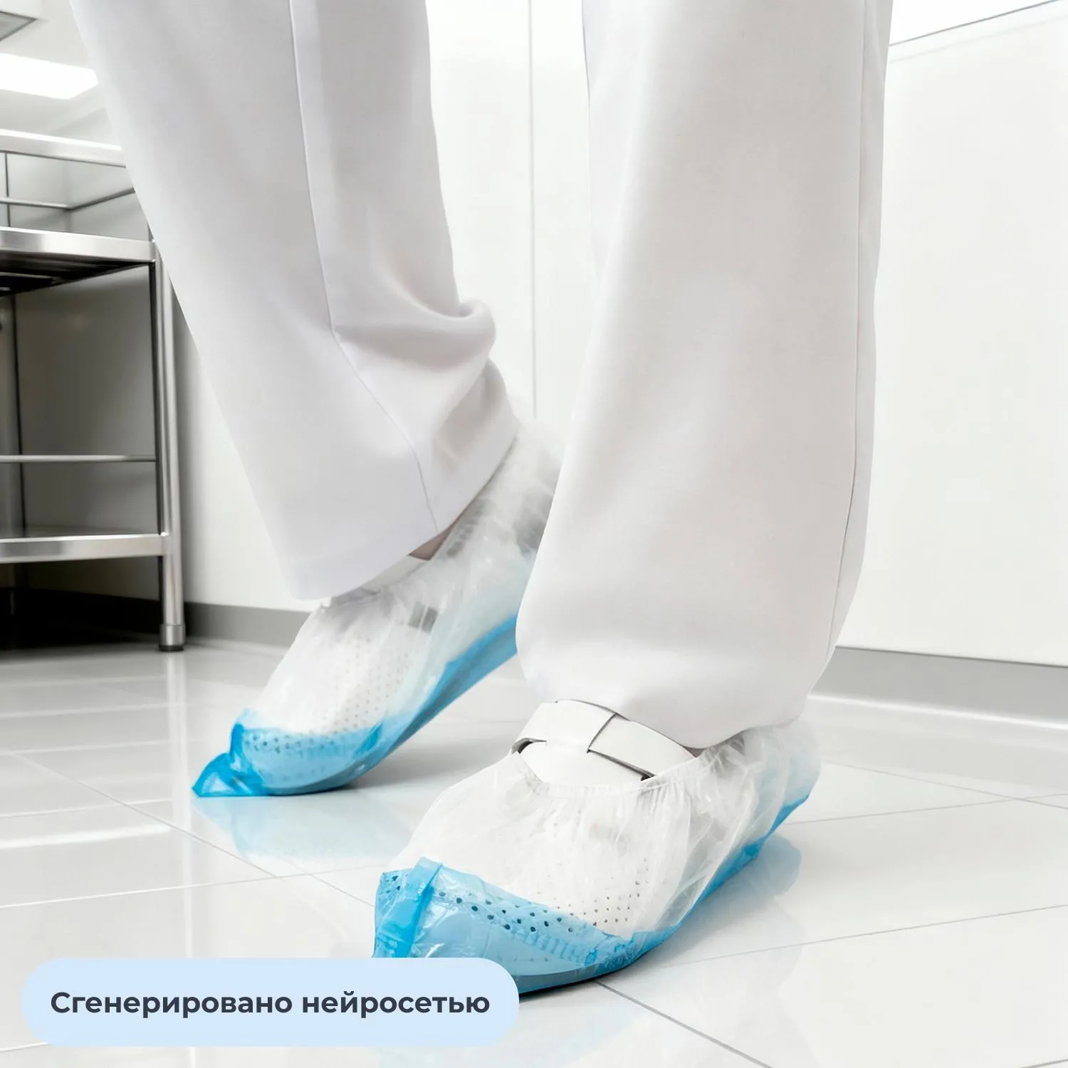 Бахилы 5.5 г, 1рез, 2-ая под, бело-синий, 15+15 м км, Комус, 50пар/уп