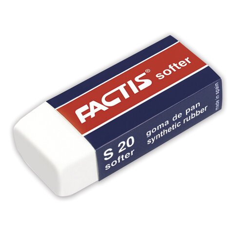 превью Резинка стирательная FACTIS Softer S 20 (Испания), 56×24×14 мм, картонный держатель, синтетический каучук