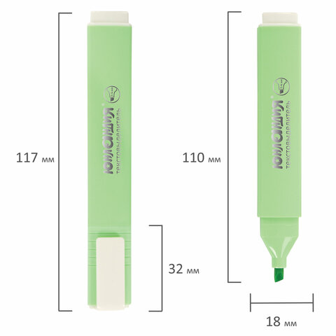 Текстовыделитель ЮНЛАНДИЯ «COLORSTAR PASTEL», МЯТА, линия 1-4 мм