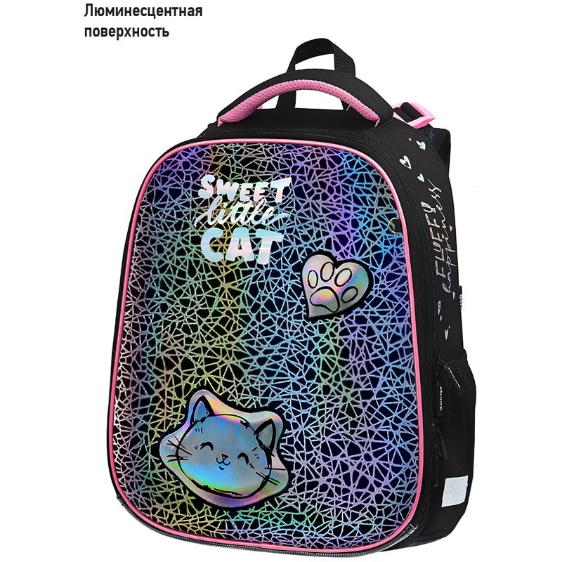 Ранец Berlingo Expert Neo «Meow love» 37×28×16см, люминесцентный, 2 отделения, анатомическая спинка
