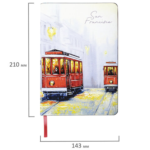 Блокнот А5 (143×210 мм), BRAUBERG VISTA «London», под кожу, гибкий, 80 л. 