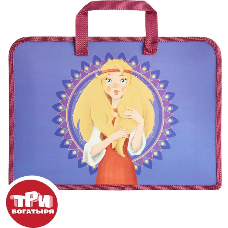 превью Папка для тетрадей КОМУС Три богатыря Аленушка, А4, молн, руч, пласт,75, ПТ 14-4