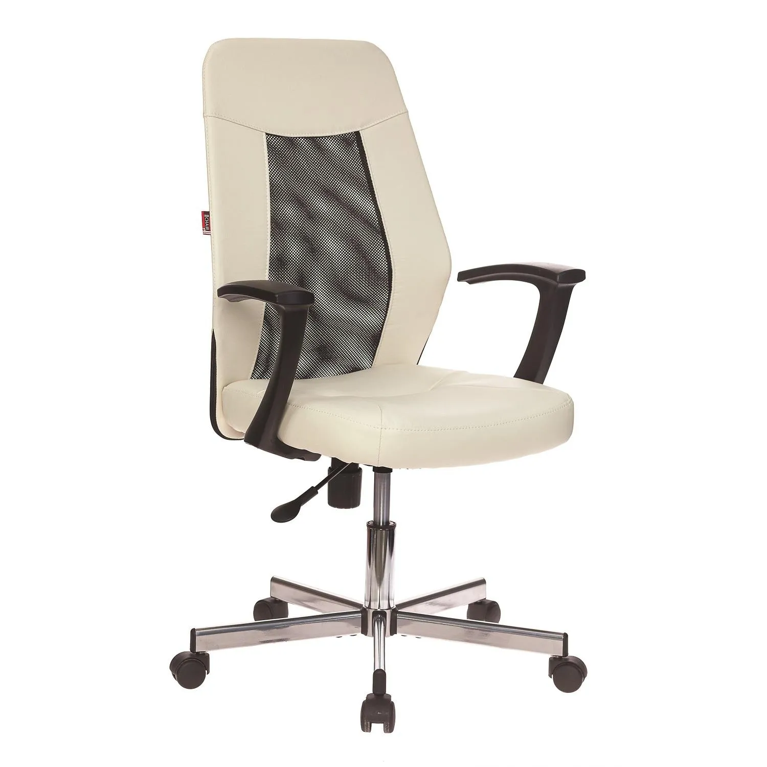 Кресло офисное Easy Chair 225 DSL PTW бежевое/чёрное (экокожа/сетка, металл)