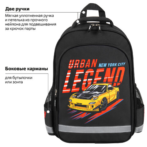 Рюкзак ПИФАГОР SCHOOL, 1 отделение, 3 кармана, «Street legend», 38×28×14 см