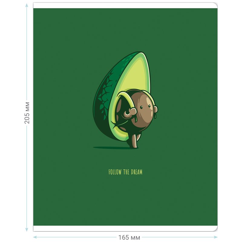 Тетрадь 48л., А5, клетка MESHU «Avocadreams», матовая ламинация, выборочный УФ-лак