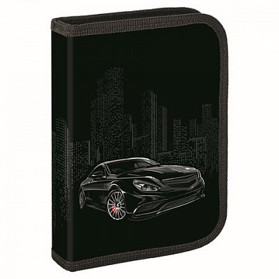 Пенал BRAUBERG, 1 отделение, 1 откидная планка, полиэстер, 21×14 см, «Night Car»