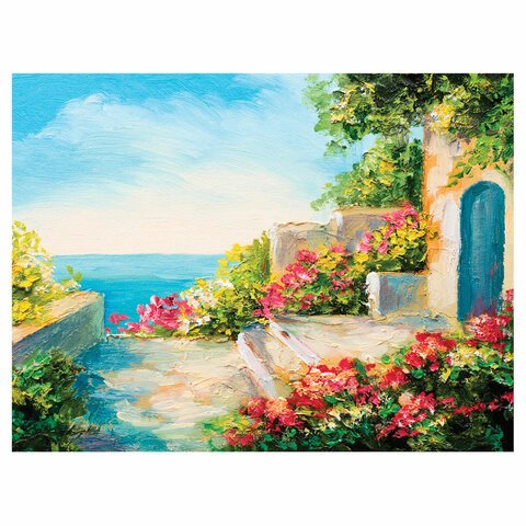 Картина стразами (алмазная мозаика) 30×40 см, ОСТРОВ СОКРОВИЩ «Домик у моря», без подрамника