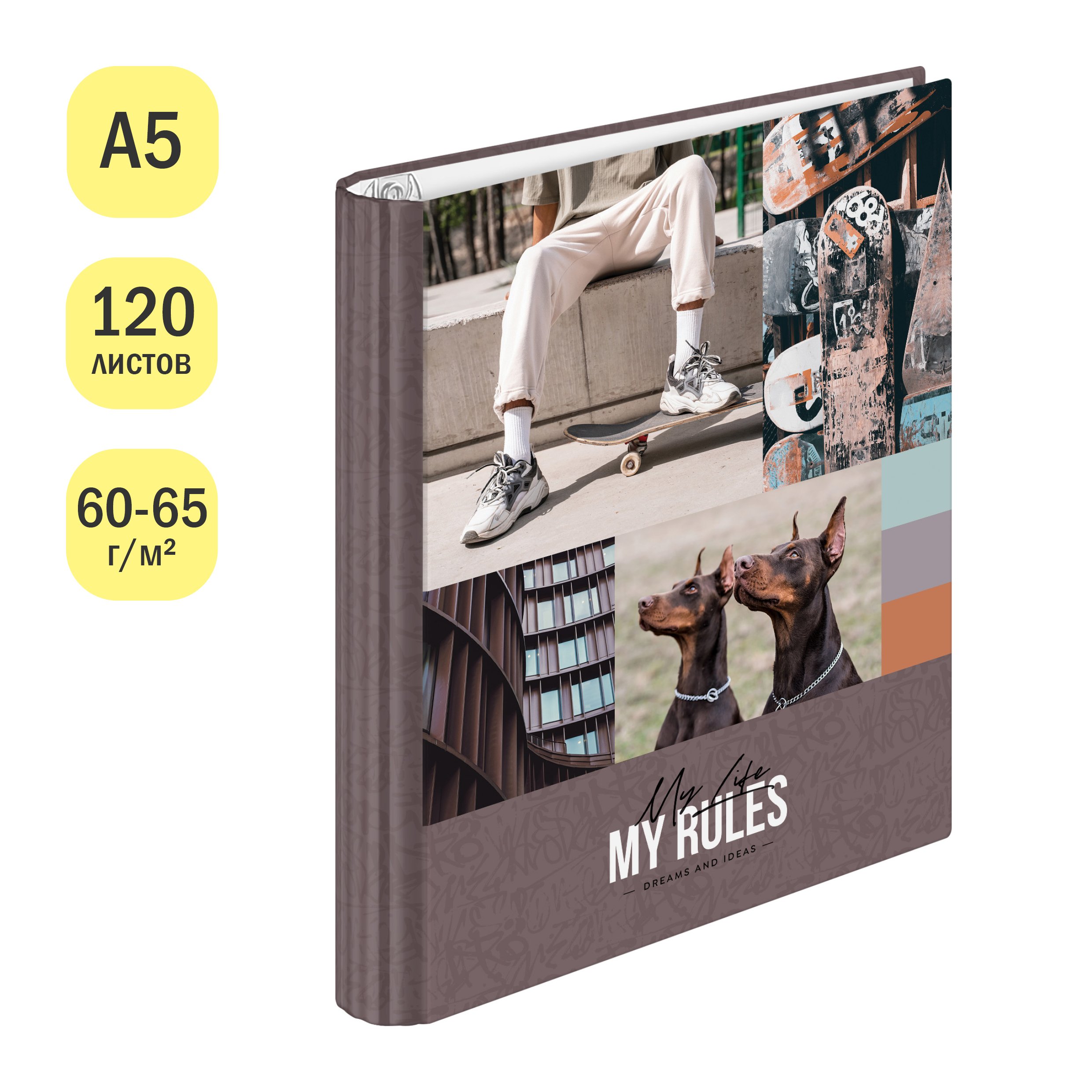 Тетрадь на кольцах А5, 120л., 7БЦ, ArtSpace «Увлечения. My rules», глянцевая ламинация
