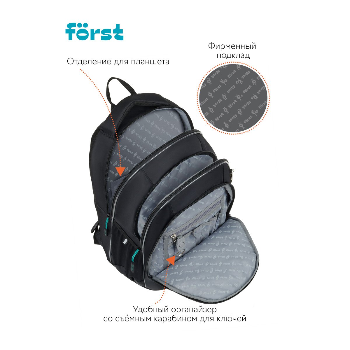 Рюкзак Först F-JUNIOR «Epic gamer» 38×29×18 см, 3 отделения, 2 кармана, эргономичная спинка