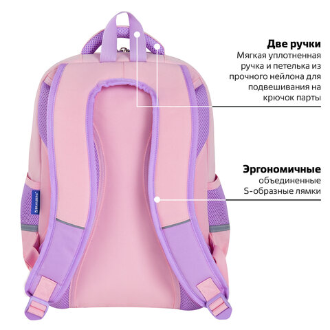 Рюкзак BRAUBERG STAR, 1 отделение, 5 карманов, «Capybara», розовый, 40×29x13 см