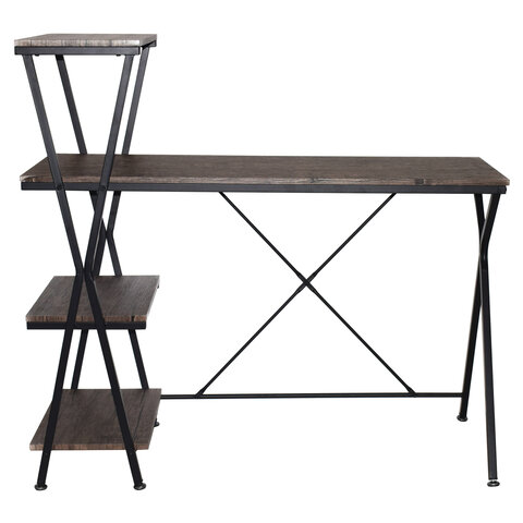 Стол на металлокаркасе BRABIX «LOFT CD-004», 1200×535х1110 мм, 3 полки, цвет морёный дуб
