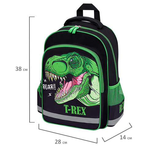 Рюкзак ПИФАГОР SCHOOL, 1 отделение, 3 кармана, «Dino roar», 38×28×14 см