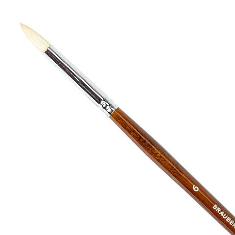 Кисти художественные BRAUBERG ART, набор 4 шт. (щетина круглая № 4, 6, плоская № 10, веерная № 4)