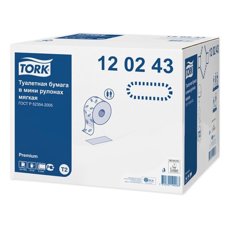 Бумага туалетная в рулонах Tork Premium T2 2-слойная 12 рулонов по 170 метров (артикул производителя 120243)