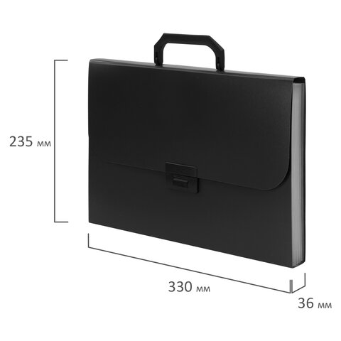 Портфель пластиковый STAFF А4 (330×235×36 мм), 13 отделений, индексные ярлыки, черный, 229245