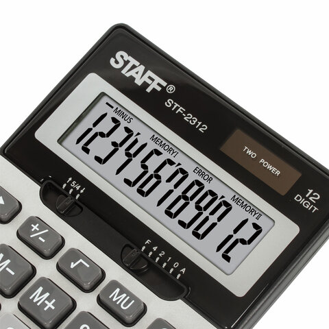 Калькулятор STAFF настольный металлический STF-2312, 12 разрядов, двойное питание, 175×107 мм